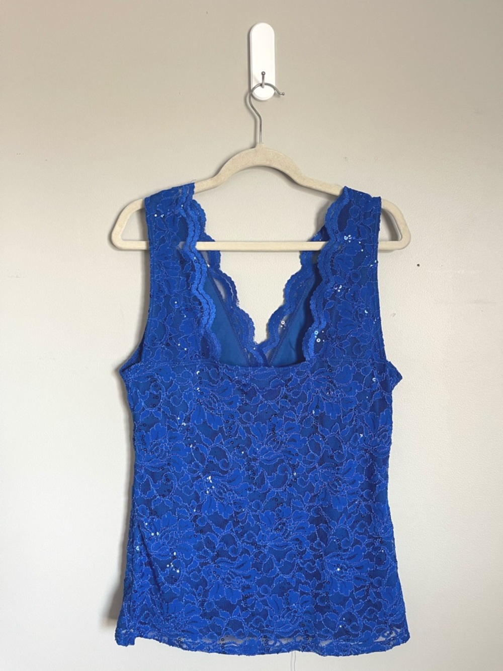 BOSTON PROPER | Royal Blue Lace Sequin Tank Top Sz XL - Picture 5 of 9